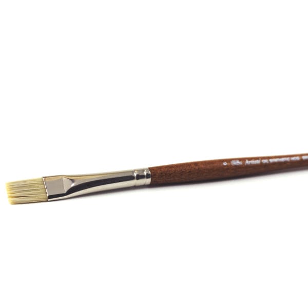 Gwartzman's Art Supplies Winsor & Newton - Artists' Oil Synthetic Hog Bristle - Long Handle - Bright/Short Flat Brush #6 - item# 5010306