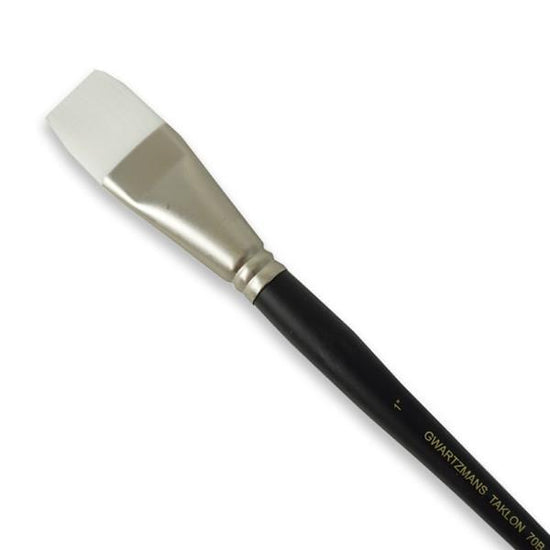 Load image into Gallery viewer, GWARTZMANS BRUSH WHITE TAKLON Gwartzmans White Taklon Flat Brush 1&amp;quot; - item# 70B1
