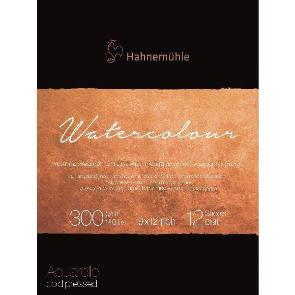 HAHNEMUHLE W/C PAD CP Hahnemuhle - Watercolour Pad - Cold Press - 9x12" - 12 Sheets - 300gr/140lb
