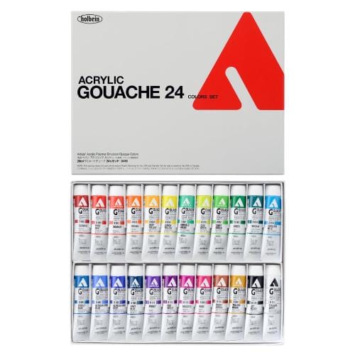 HOLBEIN ACRYLIC GOUACHE SET Holbein - Acrylic Gouache - Set of 24 Colours - 20mL Tubes - Item #D416