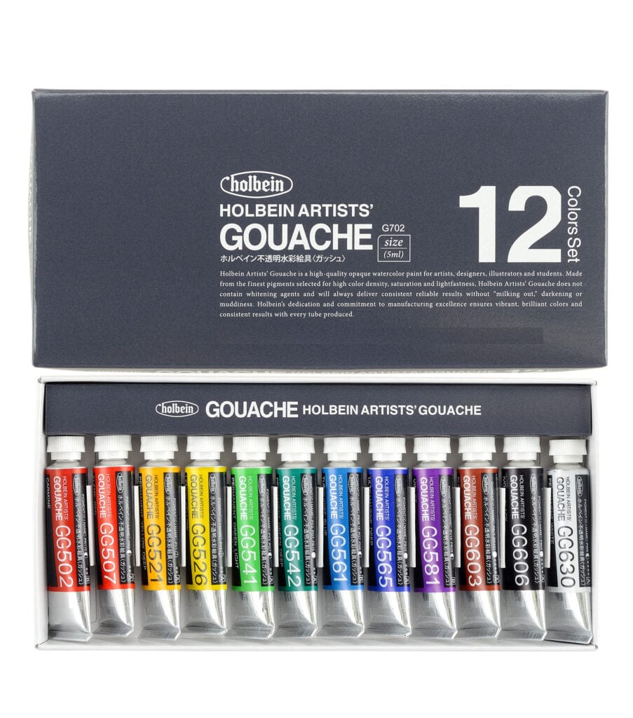 HOLBEIN GOUACHE SET Holbein - Artists' Gouache - Set of 12 Colours - 5ml Tubes - Item #G702