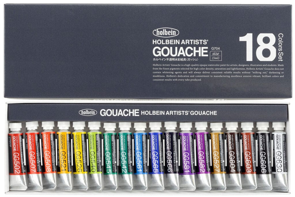 
                
                    Load image into Gallery viewer, HOLBEIN GOUACHE SET Holbein - Artists&amp;#39; Gouache - Set of 18 Colours - 5ml Tubes - Item #G704
                
            
