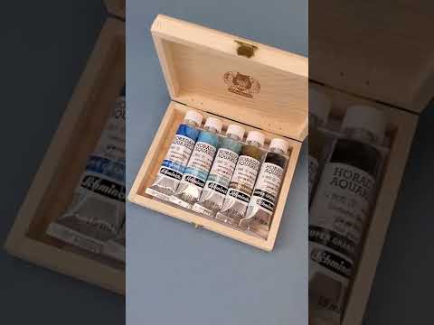 Load and play video in Gallery viewer, Schmincke - Horadam Aquarell - Super Granulation Watercolours - Wood Box Sets of 5x15mL Tubes
