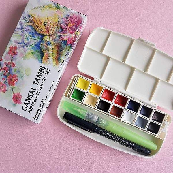 KURETAKE PORTABLE WC SET Kuretake - Portable Watercolour Set - 14 Colours - item# MC30-1
