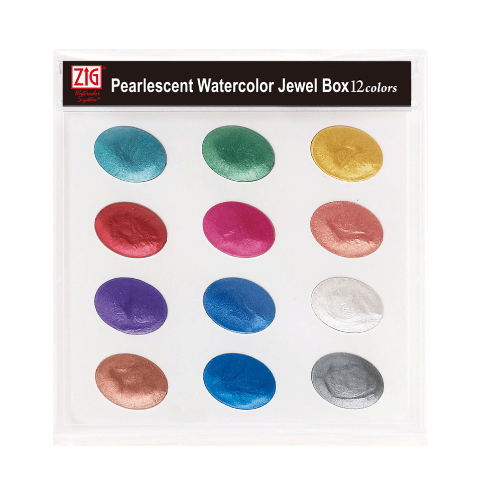 KURETAKE Watercolour Palette Kuretake - Watrcolour Palette - 12 Colours - Pearlescent - Item #WSKG204-5