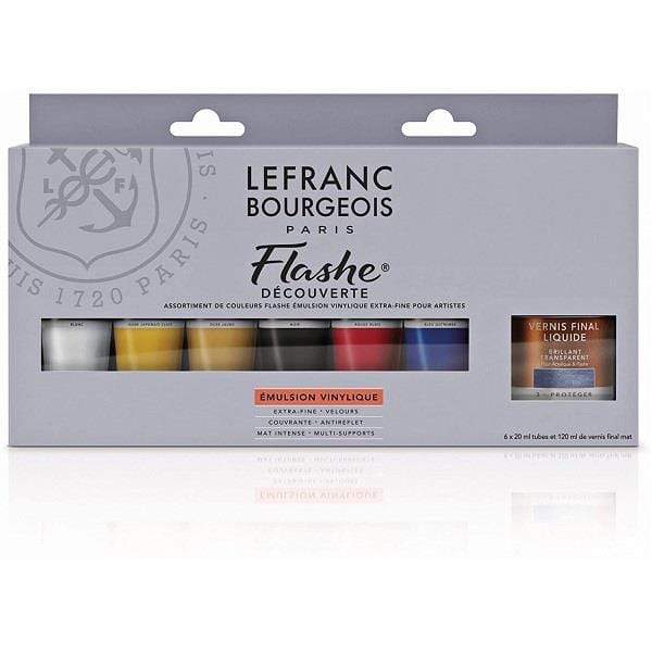 LEFRANC & BOURGEOISE FLASHE ACRYLIC Flashe Vinyl Emulsion Paint Set of 6x20ml