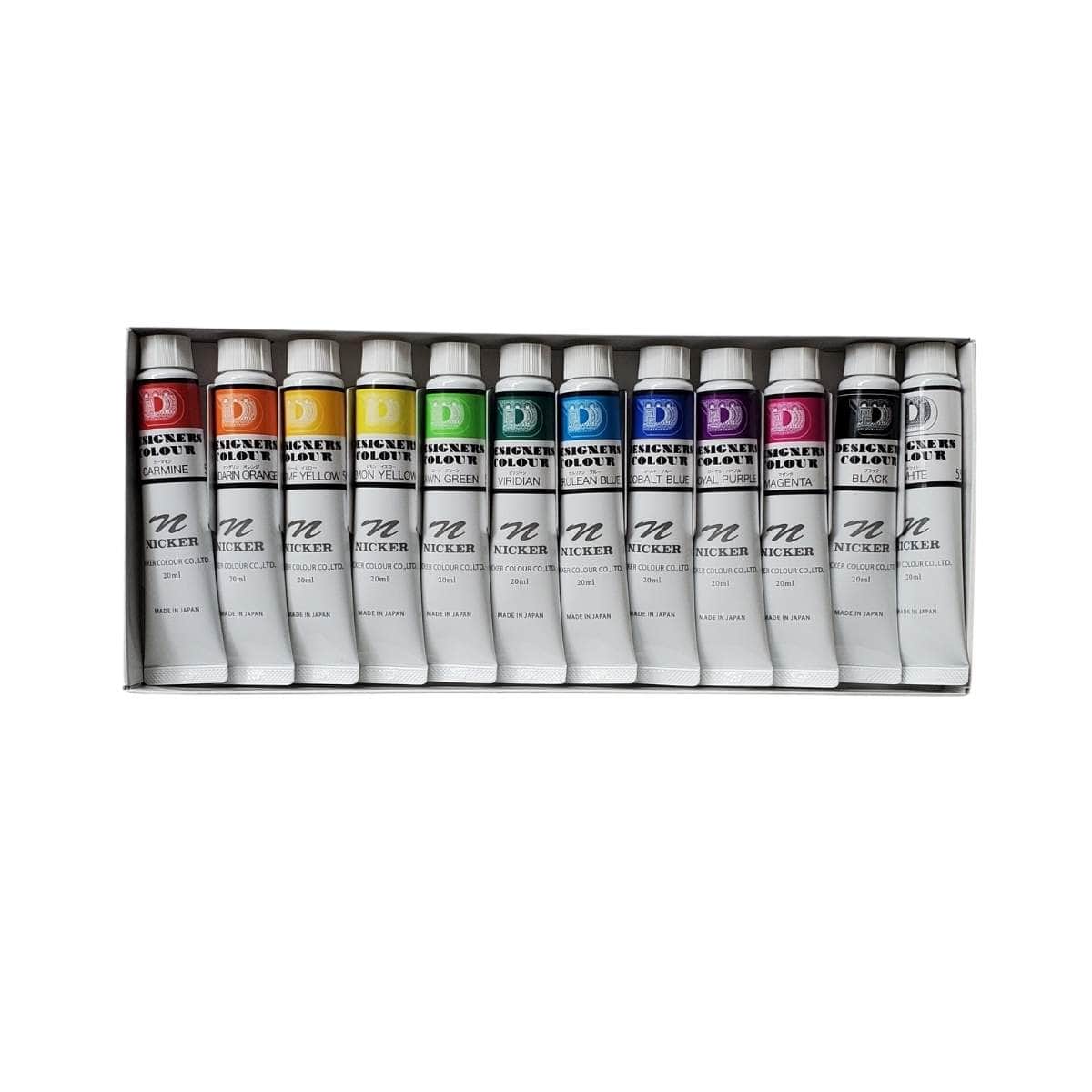 Nicker Colour GOUACHE SET Nicker - Designers Colour Gouache - Set of 12 Colours - 20mL Tubes - Item #DC20ML12