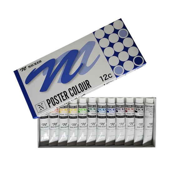Nicker Colour Poster Paint Nicker - Poster Colours - Set of 12 Colours - 20mL Tubes - Item #PT20ML12