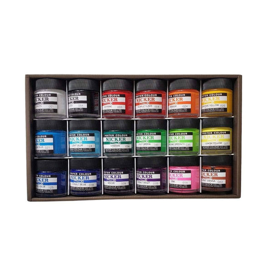 Nicker Colour Poster Paint Nicker - Poster Colours - Set of 18 Colours - 40mL Jars - Item #PC40ML18N