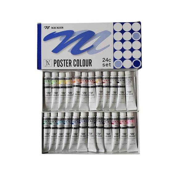 Nicker Colour Poster Paint Nicker - Poster Colours - Set of 24 Colours - 20mL Tubes - Item #PT20ML24