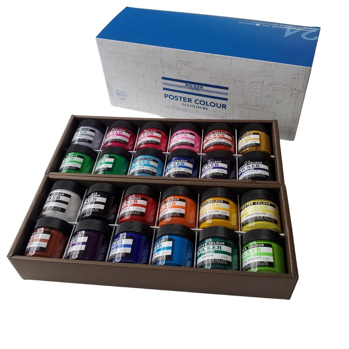 Load image into Gallery viewer, Nicker Colour Poster Paint Nicker - Poster Colours - Set of 24 Colours - 40mL Jars - Item #PC40ML24N
