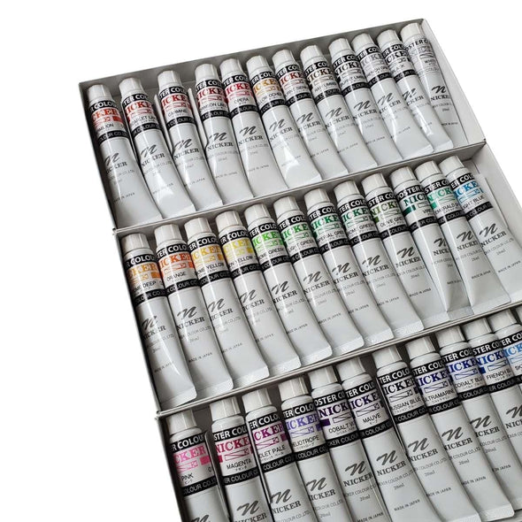 Nicker Colour Poster Paint Nicker - Poster Colours - Set of 36 Colours - 20mL Tubes - Item #PT20ML36