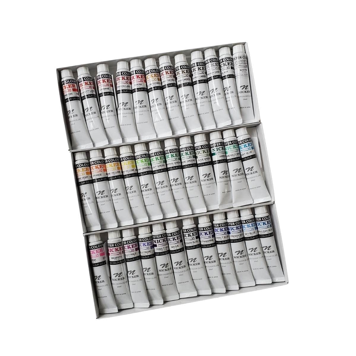 Nicker Colours Watercolor Paint Poster Color 36 Color Set 20ml Matte from  Japan - Helia Beer Co