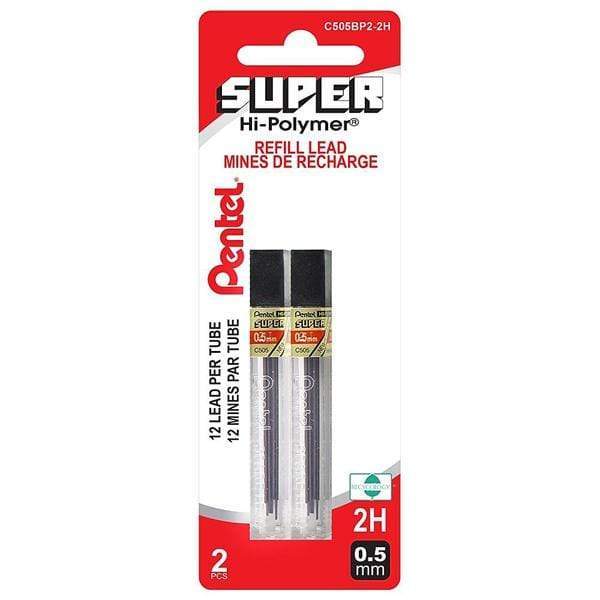 PENTEL 0.5MM LEADS 2H Pentel 0.5mm Leads 2x12 Pack