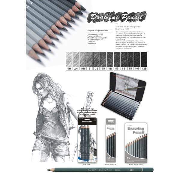 PEROCI 12 GRAPHITE PENCILS Peroci Graphite Pencils - Set of 12 in a Tin