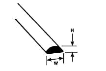 Plastruct Scale Model Part Plastruct - Styrene Rods - Half Round - 0.04x10" - 10 Pack - Item #90880