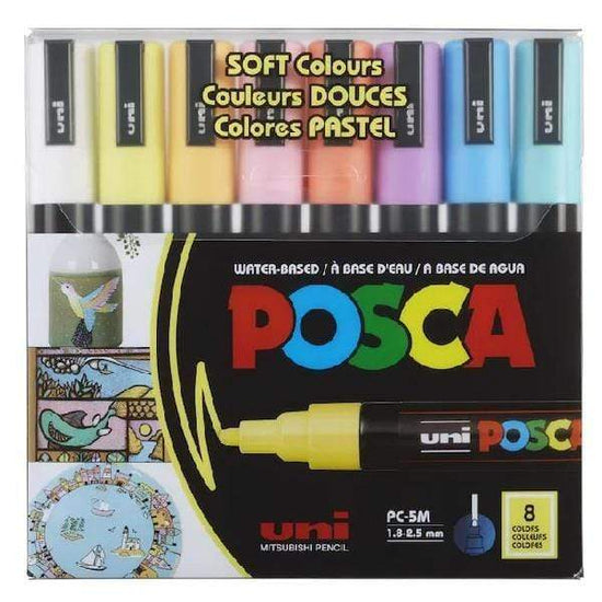 POSCA PAINT MARKERS SET Posca - Paint Markers Set - 8 Colours - Soft Colours - Medium Point - PC-5M - item# PX249219000