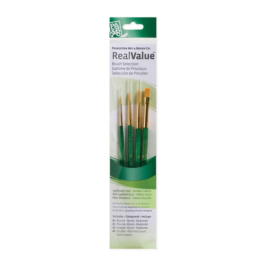 Load image into Gallery viewer, Princeton Artist Brush Co. Synthetic Brush Princeton - Real Value - Gold Taklon Brush Set - 4 Pack - Item #9115
