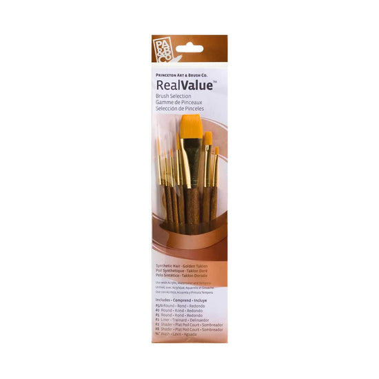 Princeton Artist Brush Co. Synthetic Brush Princeton - Real Value - Gold Taklon Brush Set - 7 Pack - Item #9141