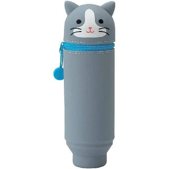 PUNILABO PENCIL CASE GRAY CAT Punilabo - Stand Up Pencil Cases - 8"