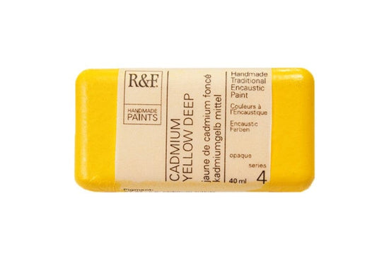 R&F Encaustics Cadmium Yellow Deep R&F - Encaustic Paints - 40mL Cakes - Series 4