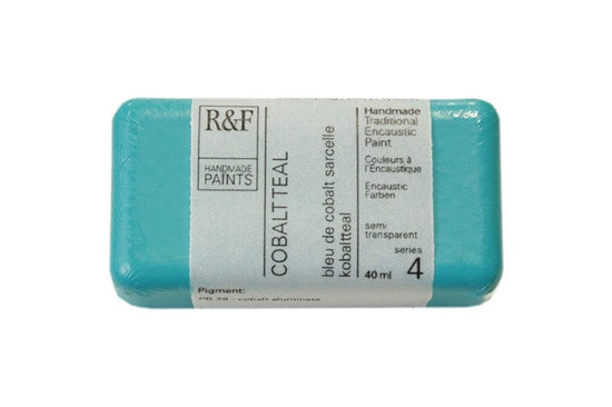 R&F Encaustics Cobalt Teal R&F - Encaustic Paints - 40mL Cakes - Series 4