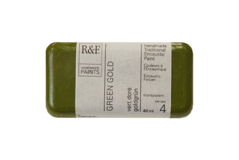 R&F Encaustics Green Gold R&F - Encaustic Paints - 40mL Cakes - Series 4