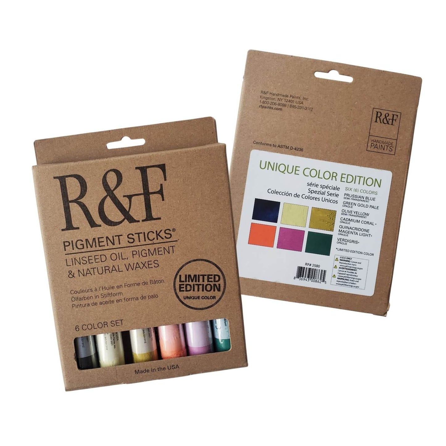 R&F Handmade Paints Pigment Stick Set R&F - Pigment Sticks - LIMITED EDITION - Unique Colour Set - 6 Colours - Item #2850
