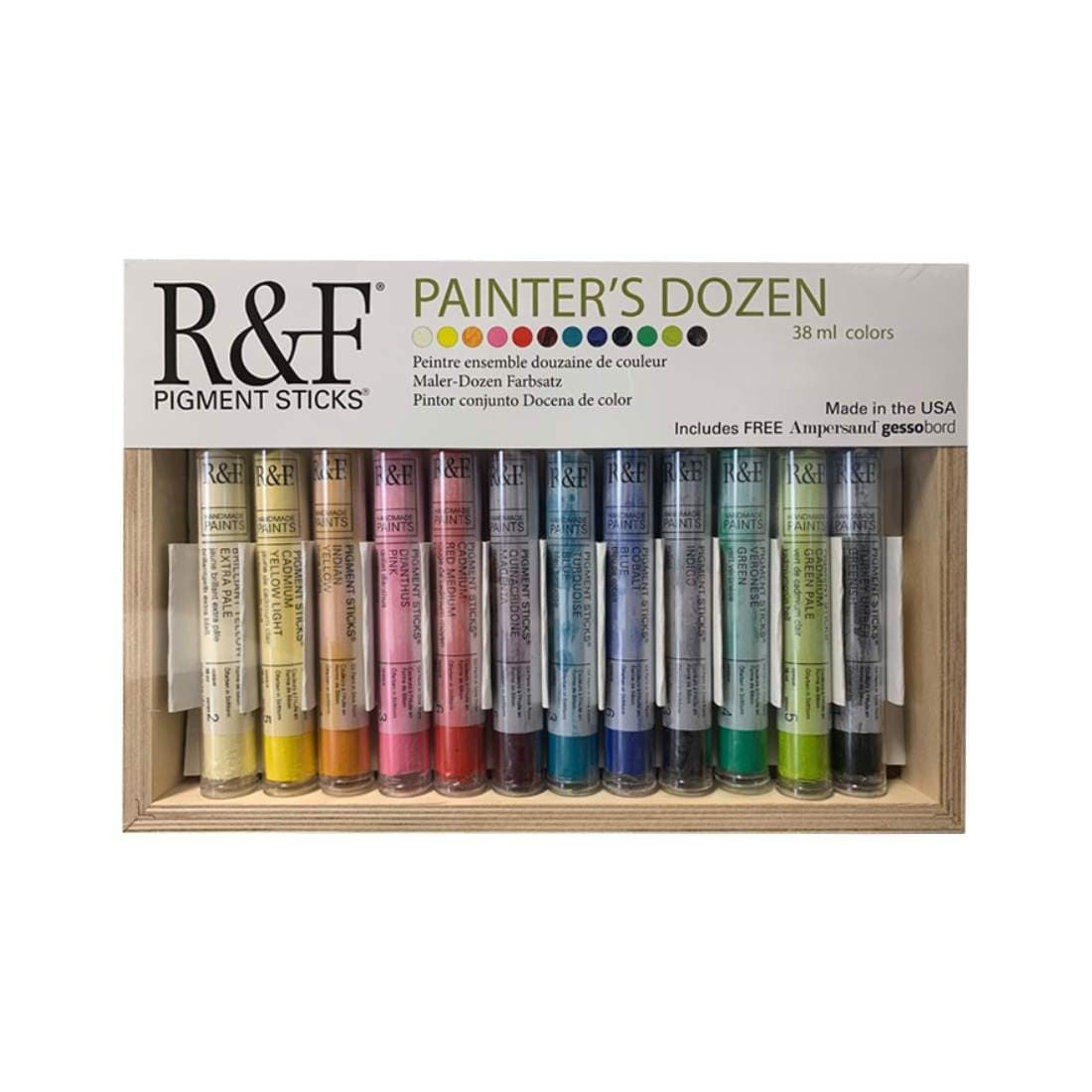 R&F Handmade Paints PIGMENT STICKS R&F - Pigment Sticks - Painter's Dozen Set - 12 Colours - Item #2950