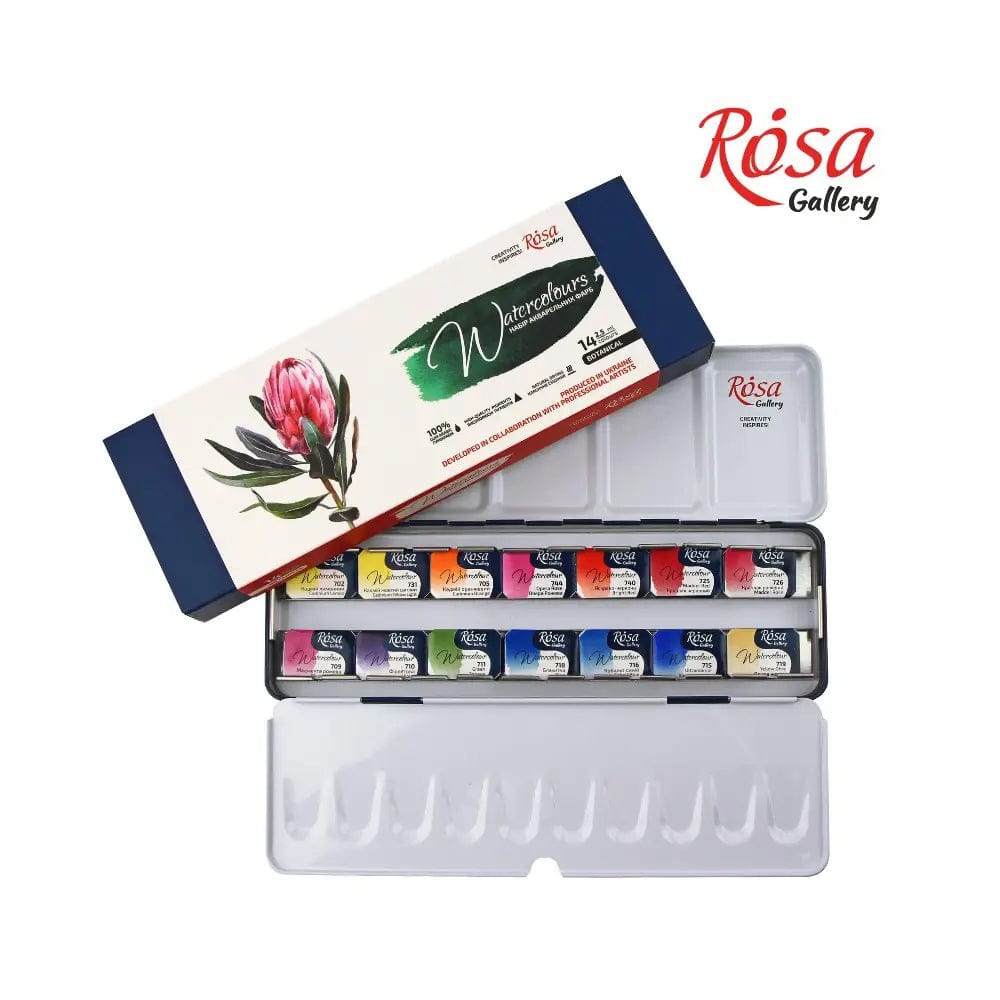 Rosa Gallery Botanical Watercolor Paint Set, Vibrant Kit Designed by Professional Artists, Washable, High Lightfastness Pigments, Made in Ukraine, Pac