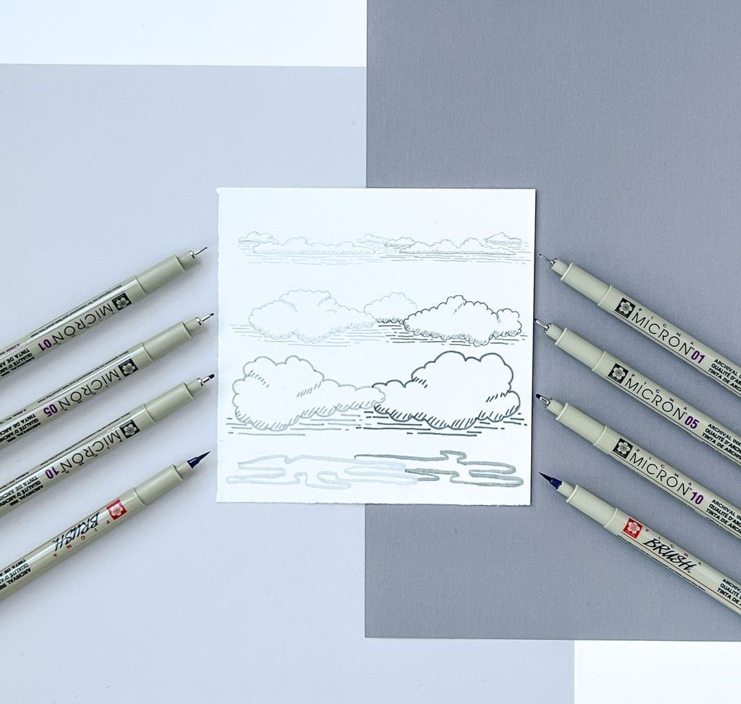 SAKURA Fineliner Set Sakura  Pigma Micron  Fineliner Pens - Set of 10 Gray & Black - Item #50166