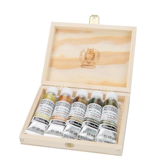 Schmincke Watercolour Set Desert Schmincke - Horadam Aquarell - Super Granulation Watercolours - Wood Box Sets of 5x15mL Tubes