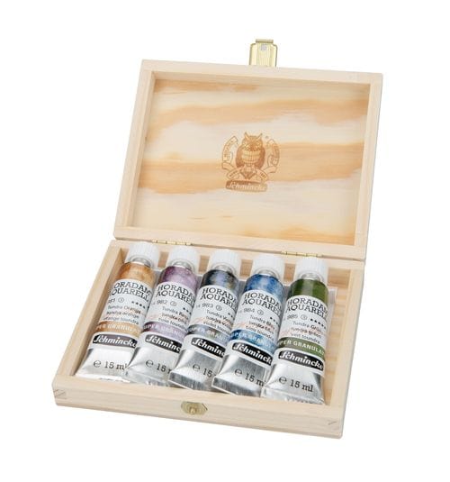 Schmincke Watercolour Set Tundra Schmincke - Horadam Aquarell - Super Granulation Watercolours - Wood Box Sets of 5x15mL Tubes