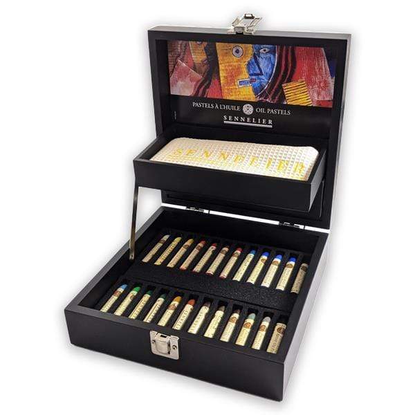 SENNELIER OIL PASTELS SET Sennelier - Oil Pastel Set - 26 Pieces in a Black Wooden Box - item# N132518.015