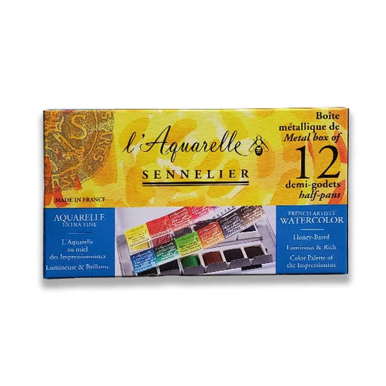 Sennelier Watercolour Set Sennelier - L'Aquarelle - Watercolour Set - 12 Half Pans - Item #N131605