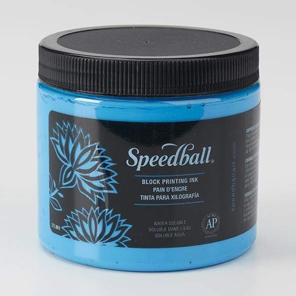 SPEEDBALL 16OZ WS BLOCK INK FLUO BLUE Speedball Water Soluble Block Print Ink 16oz
