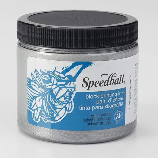 SPEEDBALL 16OZ WS BLOCK INK SILVER Speedball Water Soluble Block Print Ink 16oz
