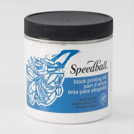 SPEEDBALL 8OZ WS BLOCK INK WHITE Speedball Water Soluble Block Print Ink 8oz