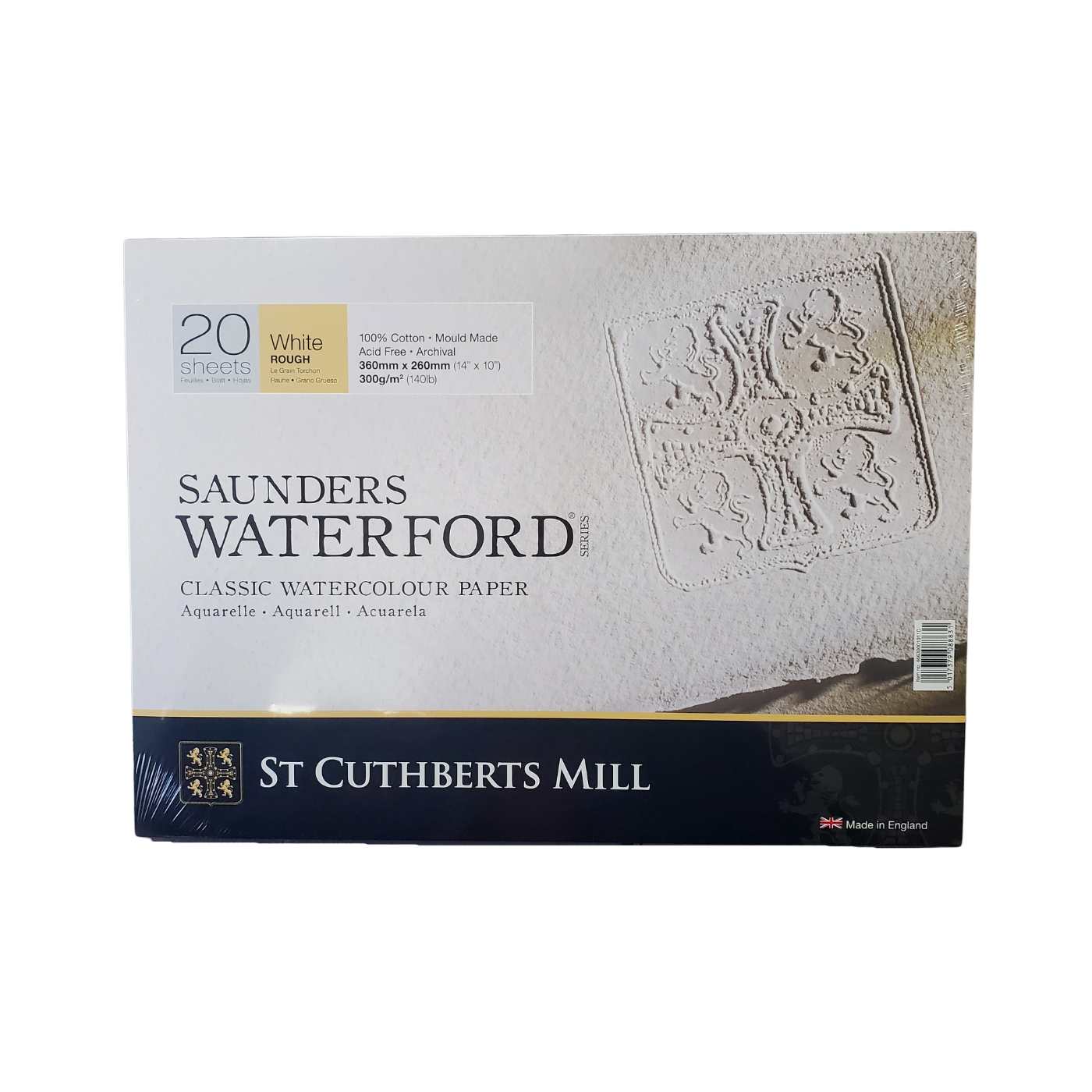 Saunders Waterford Cold Press (White) Watercolor Paper 300g (140 lb) 22x30  inch Sheet - Pack of 10