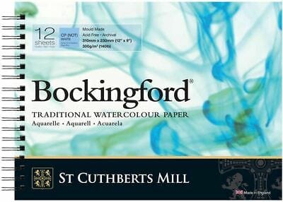 St. Cuthberts Mill Watercolour Pad - Spiralbound Bockingford - Spiralbound Watercolour Pad - Cold Press - 140lb - 12x9" - Item #47030001011C