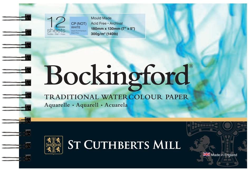 St. Cuthberts Mill Bockingford Watercolor Paper Spiral Pad - 10x7-inch  White Water Color Paper for Artists - 12 Sheets of 140lb Cold Press  Watercolor
