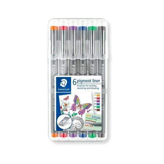 Load image into Gallery viewer, STAEDTLER PIGMENT LINER Staedtler Pigment Liners Set of 6 Coloured Pens
