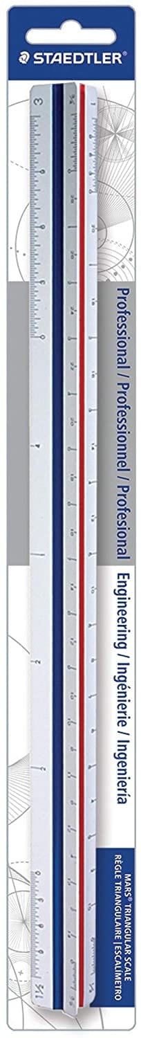 Load image into Gallery viewer, STAEDTLER Scale Ruler Staedtler - Mars Tri-Scale - 12&amp;quot; Imperial Ruler - Engineers - Professional - Item #98718-34BK
