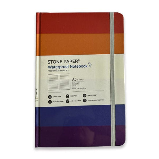 Stone Paper Notebook - Ruled Stone Paper - Waterproof Notebook - A5 Lined Paper - Rainbow Cover