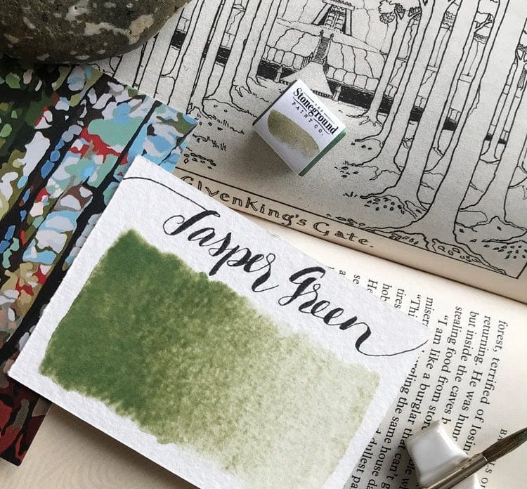 STONEGROUND HALF-PAN SER 3 JAPSER GREEN Stoneground - Watercolour Half Pans - Series 3