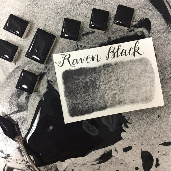 STONEGROUND HALF-PAN SER 3 RAVEN BLACK Stoneground - Watercolour Half Pans - Series 3
