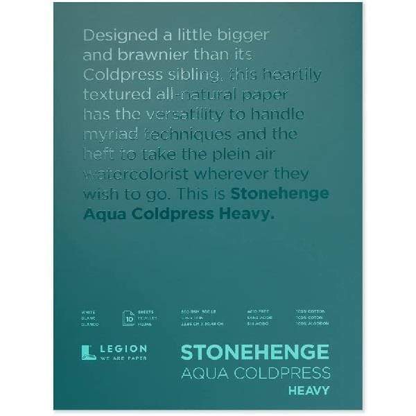 STONEHENGE AQUA CP BLOCK Stonehenge - Aqua - Cold Press - Block - 10x14" - Heavy - 10 Sheets - White - 300lb