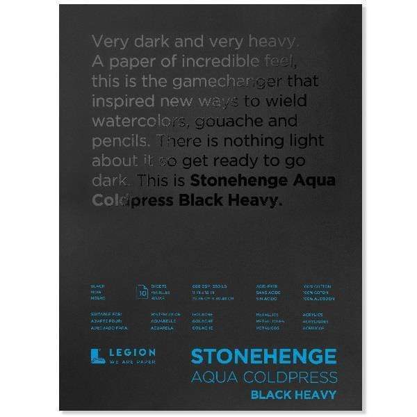 STONEHENGE AQUA CP BLOCK Stonehenge - Aqua - Cold Press - Block - 9x12" - Heavy - 10 Sheets - Black