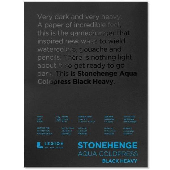 STONEHENGE AQUA CP BLOCK Stonehenge - Aqua - Cold Press - Block - 9x12" - Heavy - 10 Sheets - Black