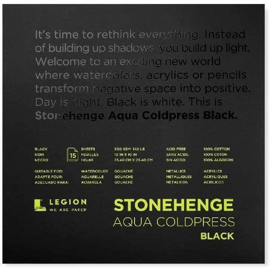 STONEHENGE AQUA CP PAD Stonehenge - Aqua - Cold Press - Pad - 10x10" - Black - 140lb